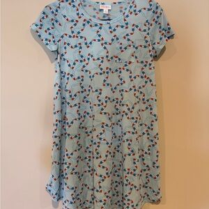 LuLaRoe Light Blue Dress with red,white, and blue popsicle pattern. Size 12